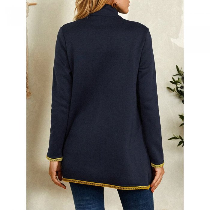 Vintage Embroidery Long Sleeve Stand Collar Coat For Women