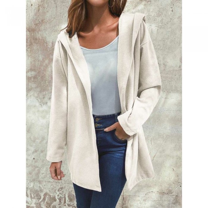 Long Sleeve Loose Lapel Solid Color Casual Jacket For Women