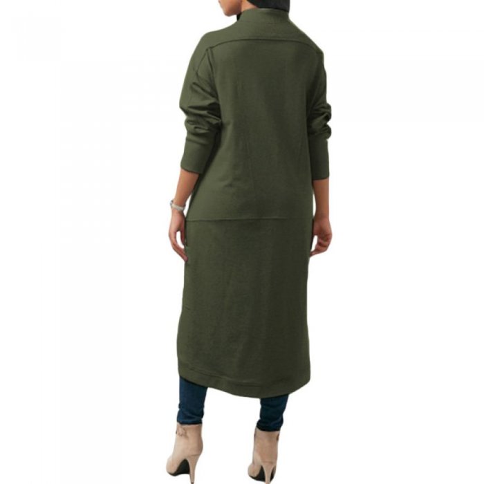 Cross Wrap Solid Color Asymmetrical Casual Coats